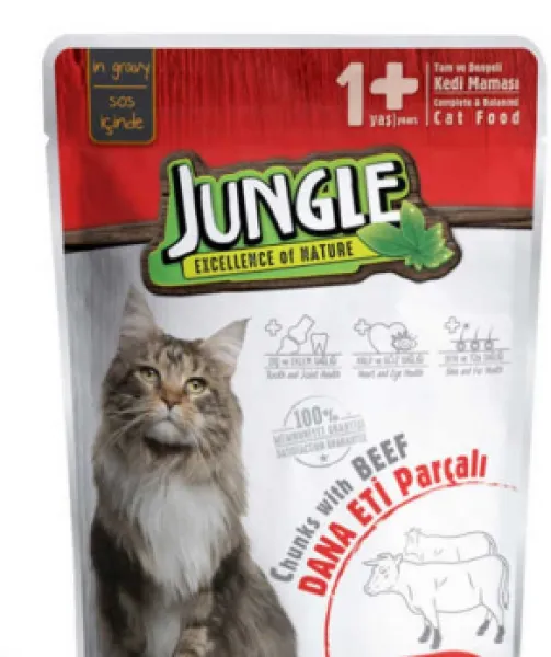 Jungle Pouch Biftekli Soslu Yaş 100 gr Kedi Maması