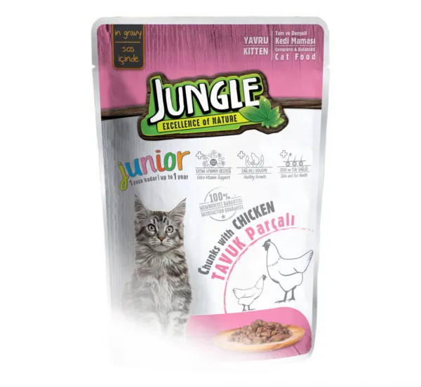 Jungle Pouch Junior Tavuklu 100 gr Kedi Maması