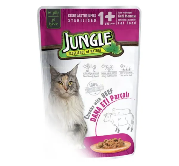 Jungle Pouch Sterilised Dana Etli 100 gr Kedi Maması