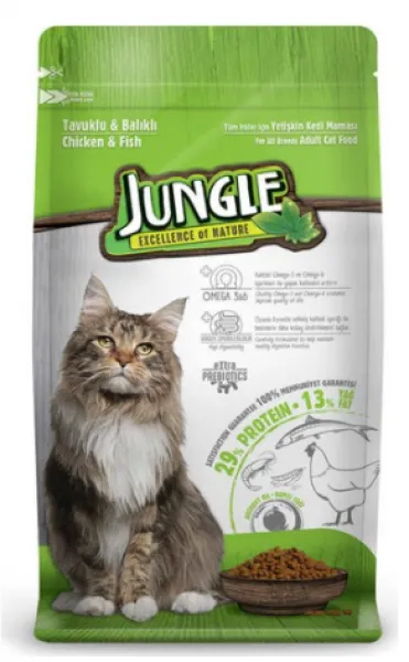 Jungle Tavuklu Balıklı Yetişkin 15 kg Kedi Maması