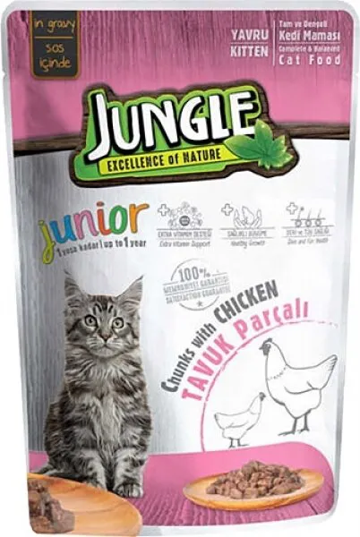 Jungle Tavuklu Pouch Yavru 85 gr Kedi Maması