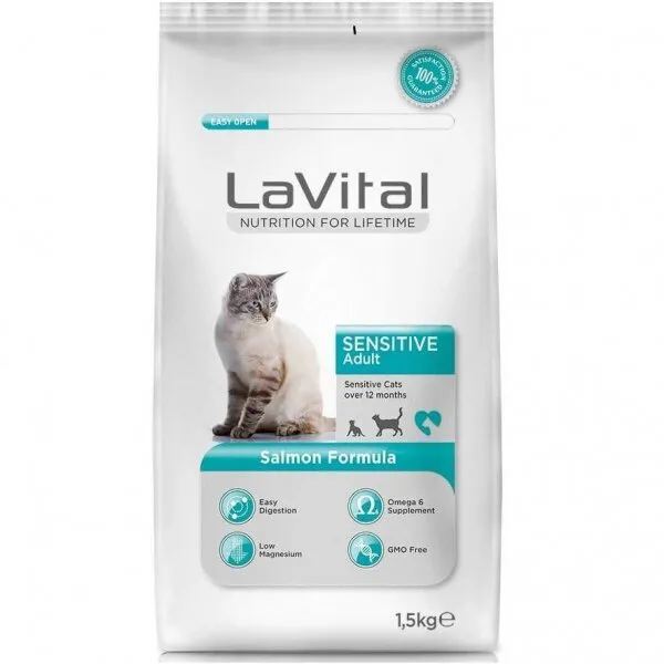 LaVital Sensitive Adult Somonlu 1.5 kg Kedi Maması