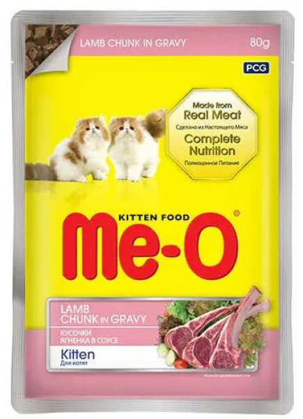 Me-O Kuzu Etli Soslu ve Parça Etli Yavru 80 gr Kedi Maması