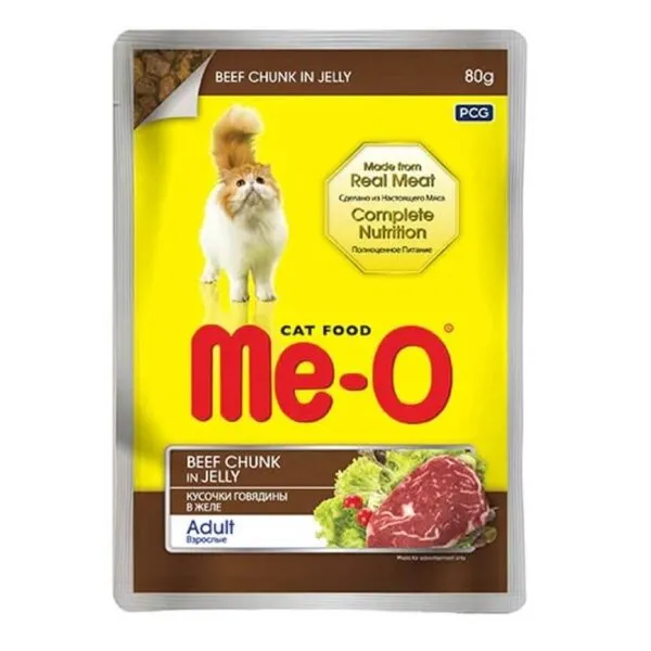 Me-O Pouch Parça Dana ve Kuzu Etli 80 gr Kedi Maması