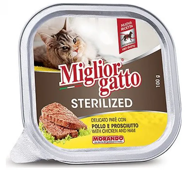Miglior Gatto Yetişkin Sterilised Tavuk ve Jambon 100 gr Kedi Maması