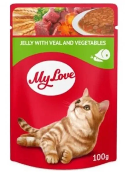 My Love Pouch Jöleli Dana Etli Sebzeli Yetişkin 100 gr Kedi Maması