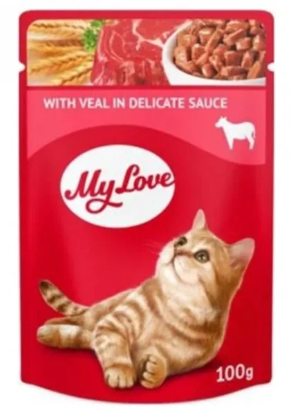 My Love Pouch Soslu Dana Etli Yetişkin 100 gr Kedi Maması