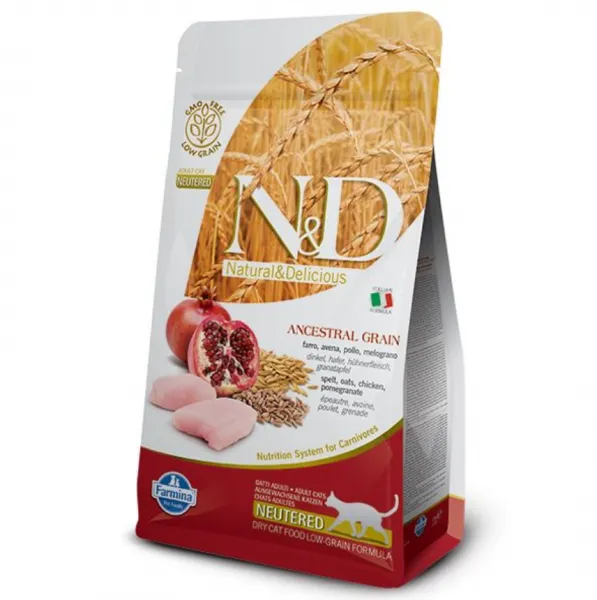 N&D Düşük Tahıllı Kısırlaştırılmış Tavuklu Narlı 1.5 kg Kedi Maması