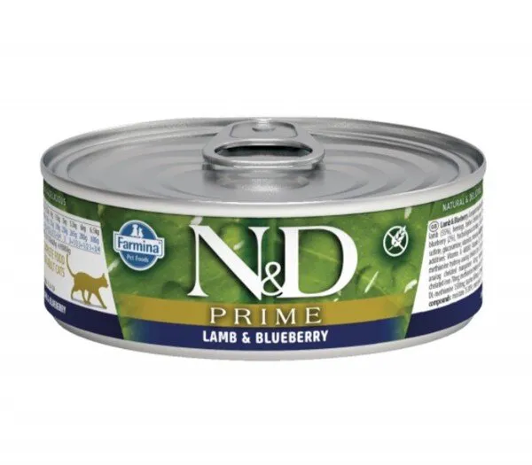 N&D Prime Tahılsız Kuzulu Yaban Mersinli Yetişkin 80 gr Kedi Maması