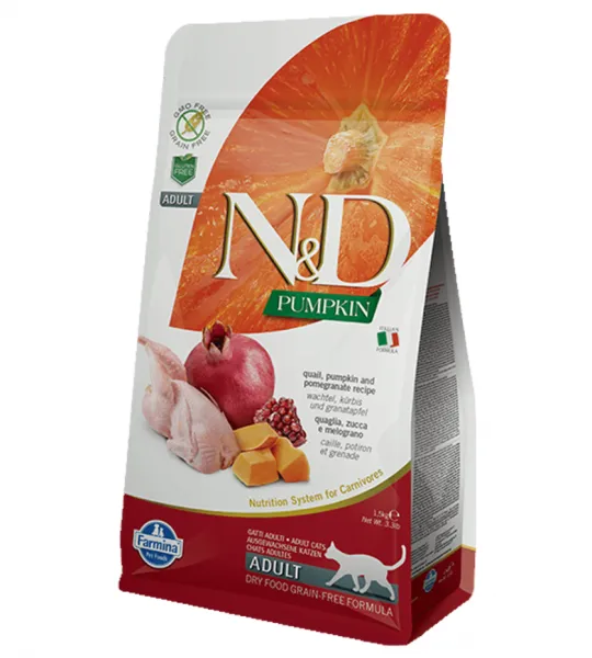 N&D Tahılsız Bıldırcın Etli Bal Kabaklı ve Narlı 1.5 kg Kedi Maması