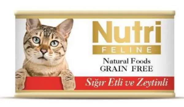 Nutri Feline Tahılsız Sığır Etli Zeytinli 85 gr Kedi Maması