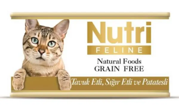 Nutri Feline Tahılsız Tavuk Sığır Etli ve Patatesli 85 gr Kedi Maması