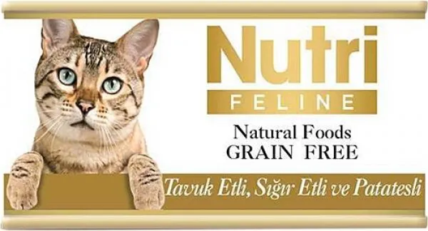 Nutri Feline Tavuk Sığır Etli ve Patatesli Yetişkin 85 gr Kedi Maması