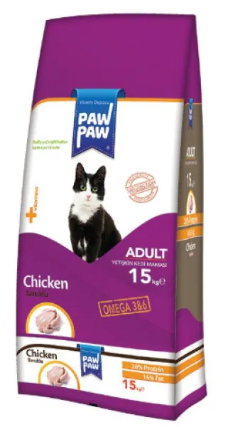 Paw Paw Adult Tavuk 15 kg Kedi Maması