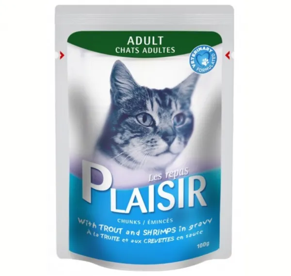 Plaisir Adult Pouch Alabalıklı ve Karidesli 100 gr Kedi Maması