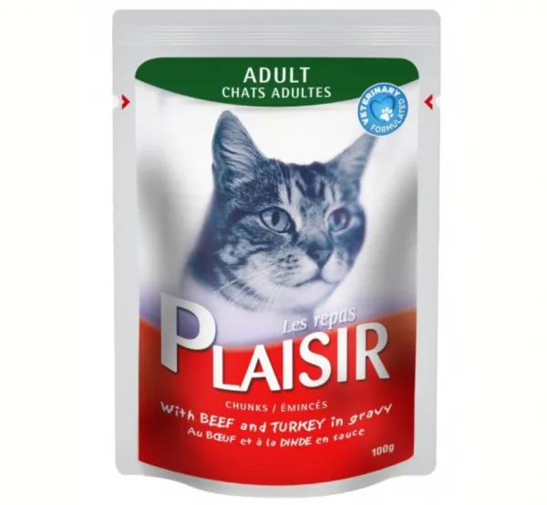 Plaisir Adult Pouch Sığır Eti ve Hindili 100 gr Kedi Maması