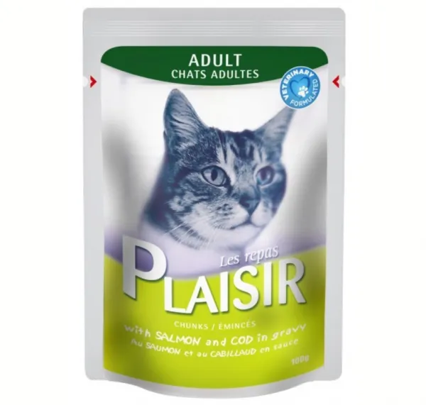 Plaisir Adult Pouch Somon ve Morina Balıklı 100 gr Kedi Maması