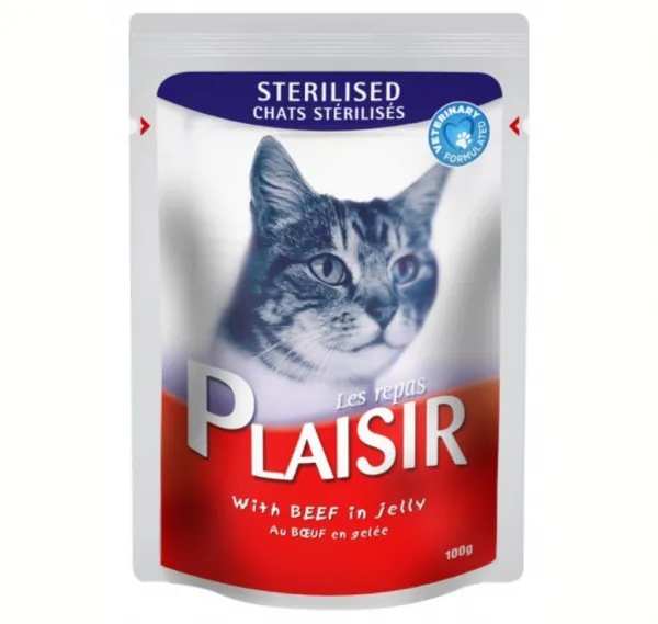 Plaisir Sterilised Pouch Sığır Eti 100 gr Kedi Maması