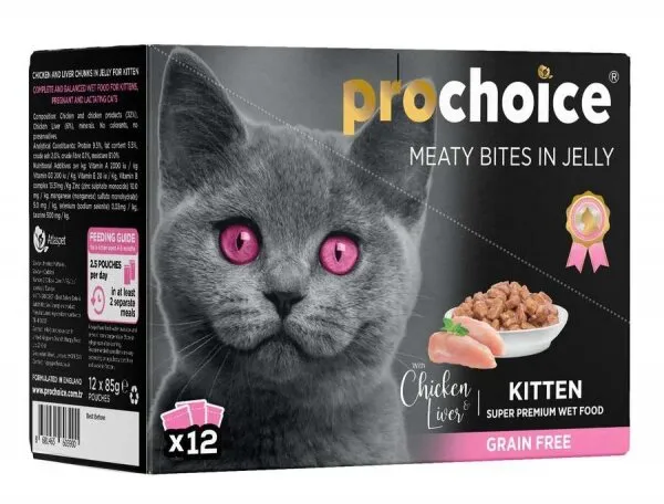 Pro Choice Jöleli Tavuk Ciğer Tahılsız Yaş Yavru 85 gr Kedi Maması