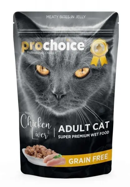 Pro Choice Pouch Tavuklu ve Ciğerli Tahılsız 85 gr Kedi Maması