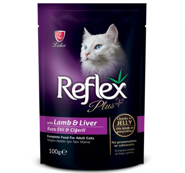 Reflex Plus Pouch Kuzu Etli ve Ciğerli 100 gr Kedi Maması