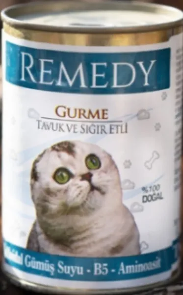 Remedy Gurme Tavuk Ve Sığır Etli Kıyılmış Gümüş Suyu Ilaveli Yetişkin 415 gr Kedi Maması