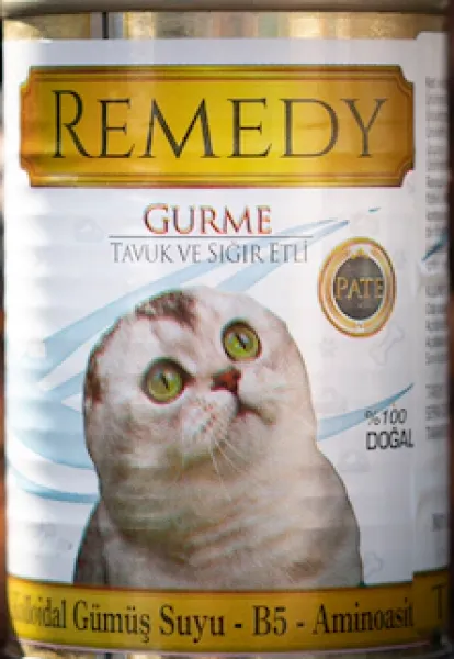 Remedy Tavuklu ve Sığır Etli Yetişkin Gümüş Suyu İlaveli 415 gr Kedi Maması