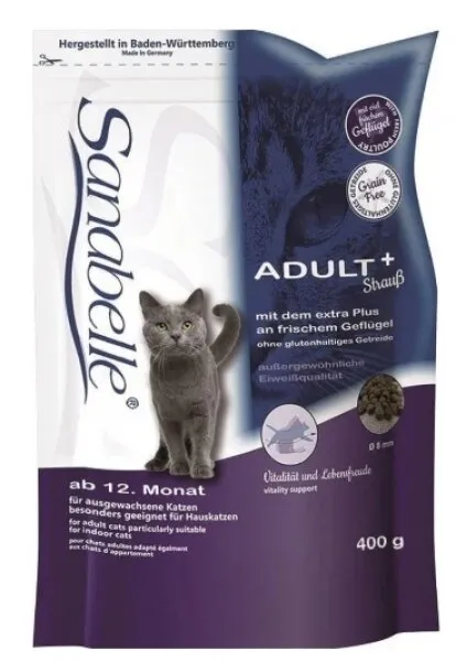 Sanabelle Devekuşu Etli Yetişkin 400 gr Kedi Maması