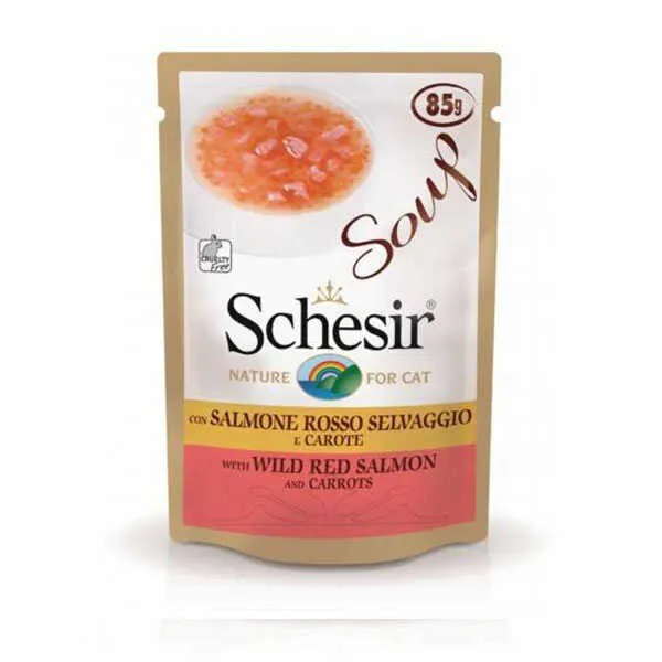 Schesir Kırmızı Somonlu ve Havuçlu Tamamlayıcı 85 gr Kedi Maması