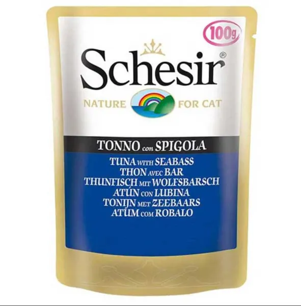 Schesir Pouch Ton Balıklı ve Levrekli 100 gr Kedi Maması