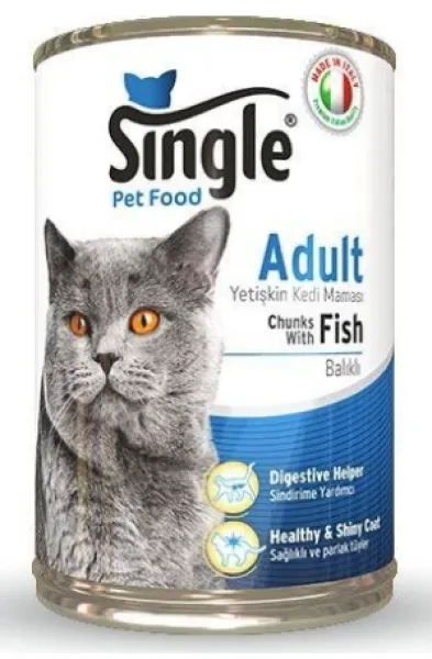 Single Balıklı Yetişkin 415 gr Kedi Maması