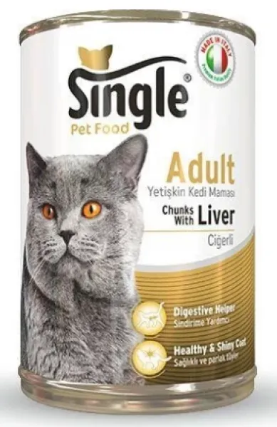 Single Ciğerli Yetişkin 415 gr Kedi Maması