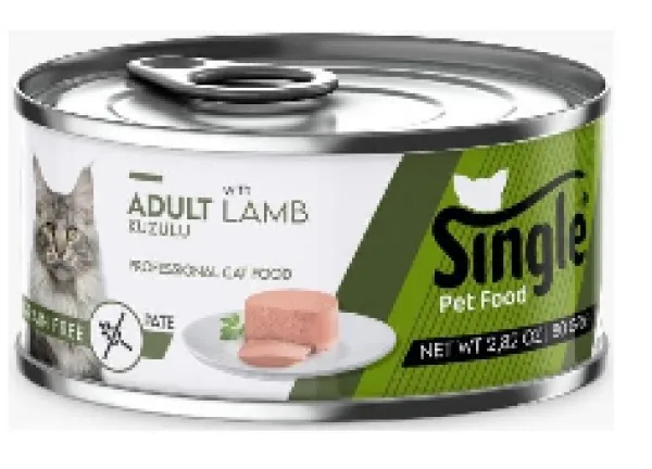 Single Pate Kuzu Etli Tahılsız Yetişkin 80 gr Kedi Maması