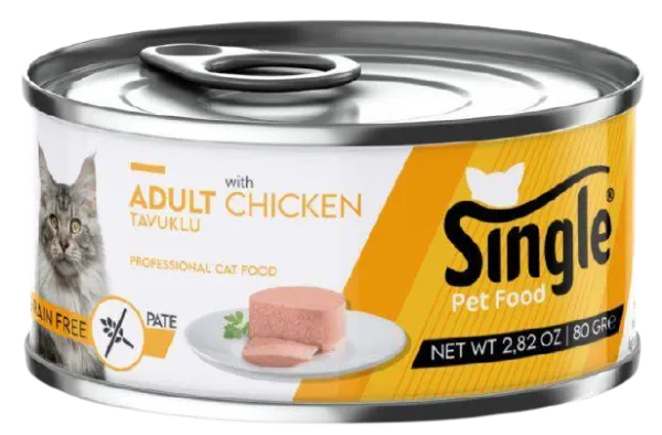 Single Pate Tavuk Etli Tahılsız Yetişkin 80 gr Kedi Maması