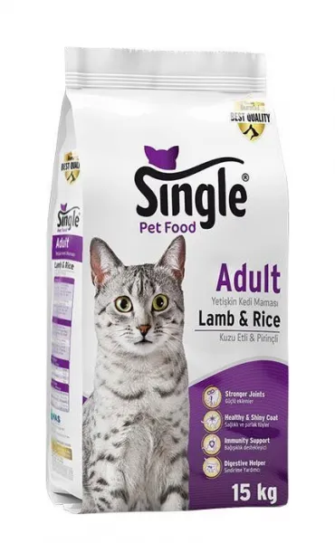 Single Yetişkin Kuzulu 15 kg Kedi Maması