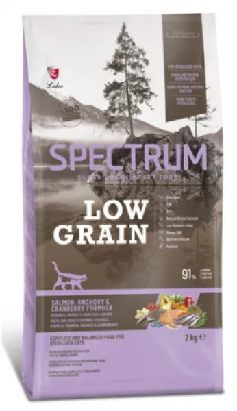 Spectrum Low Graın Kısırlaştırılmış Somonlu Hamsili ve Kızılcıklı 2 kg Kedi Maması