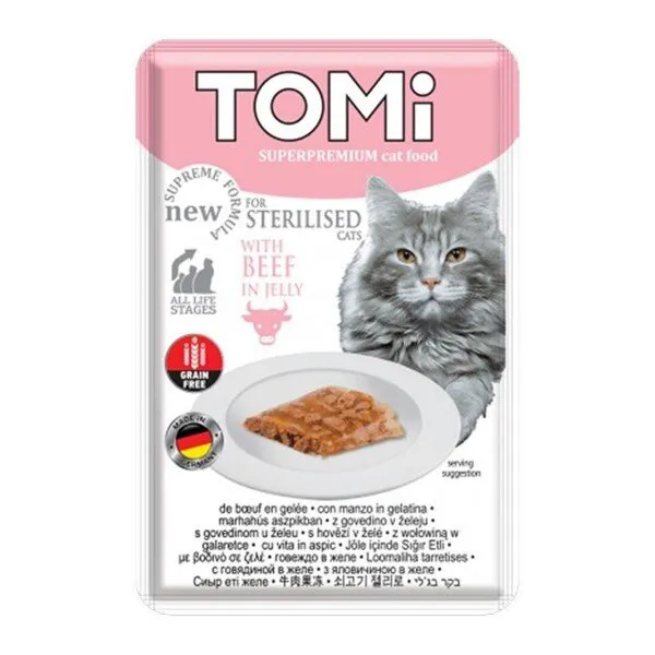 Tomi Sterilised Biftekli Pouch 85 gr Kedi Maması