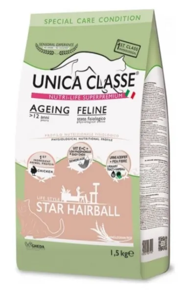 Unica Classe Star Hairball Tavuklu Yaşlı 1.5 kg Kedi Maması