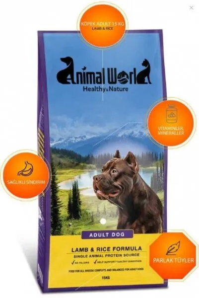 Animal World Adult Kuzu Etli ve Pirinçli Yetişkin 15 kg Köpek Maması