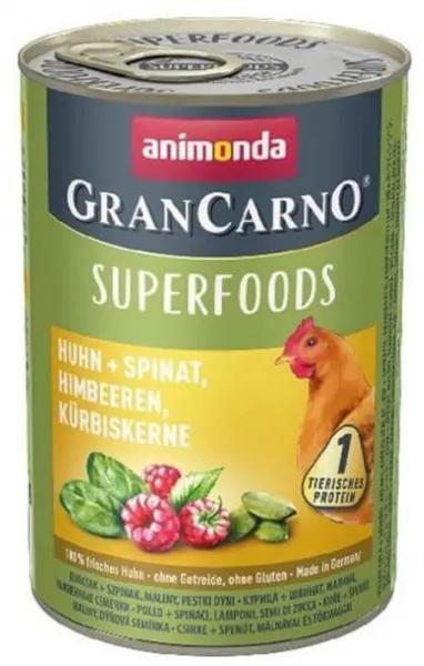 Animonda Gran Carno Superfoods Tavuk Ispanak Ahududu 400 gr Köpek Maması