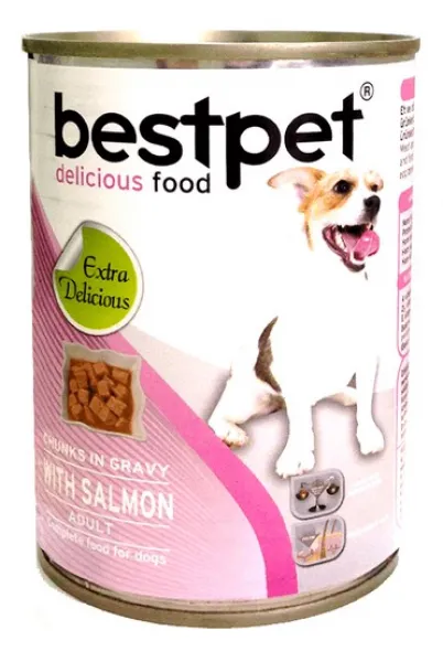 Bestpet Soslu Parça Etli Somonlu adult 415 gr Köpek Maması