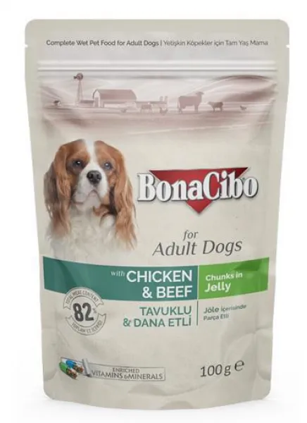 Bonacibo Pouch Tavuklu Dana Etli 100 gr Köpek Maması