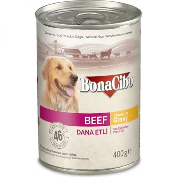 Bonacibo Soslu Dana Etli Yaş Yetişkin 400 gr Köpek Maması