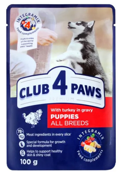 Club4Paws Hindili Pouch Yavru 100 gr Köpek Maması