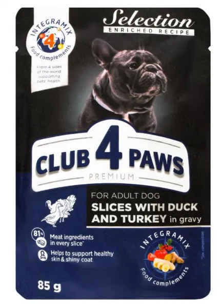 Club4Paws Ördek Hindili Pouch Küçük Irk Yetişkin 85 gr Köpek Maması