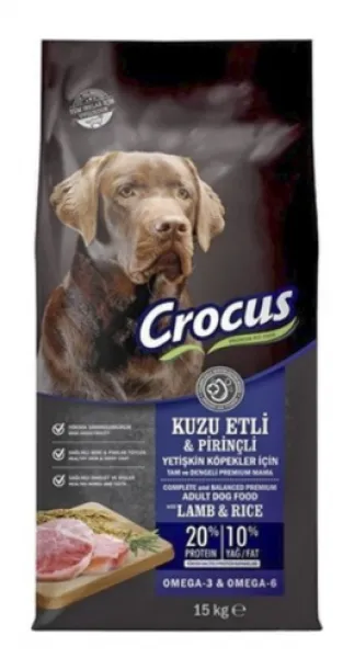 Crocus Kuzu Etli Pirinçli Yetişkin 15 kg Köpek Maması