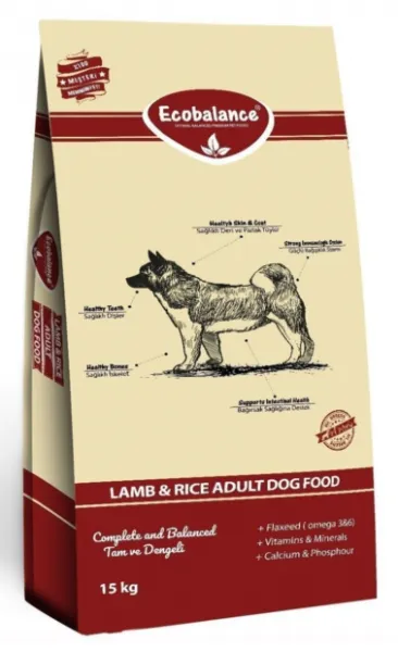Ecobalance Kuzu Etli ve Pirinçli Yetişkin 15 kg Köpek Maması