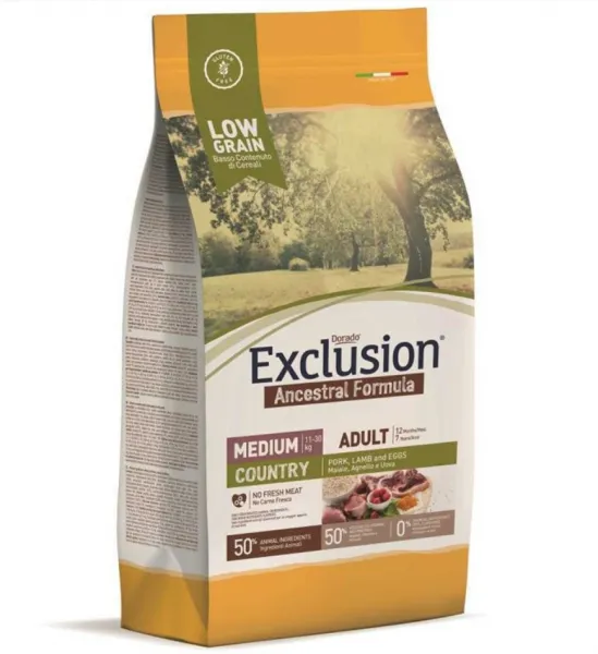 Exclusion Country Adult Medium Düşük Tahıllı 12 kg 12000 gr Köpek Maması