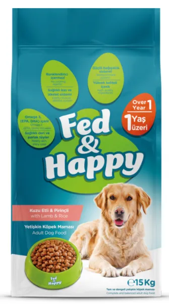 Fed&Happy Kuzu Etli Ve Pirinçli Yetişkin 15 kg Köpek Maması