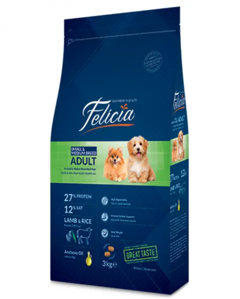 Felicia Adult Kuzulu Küçük ve Orta Irk 3kg Köpek Maması